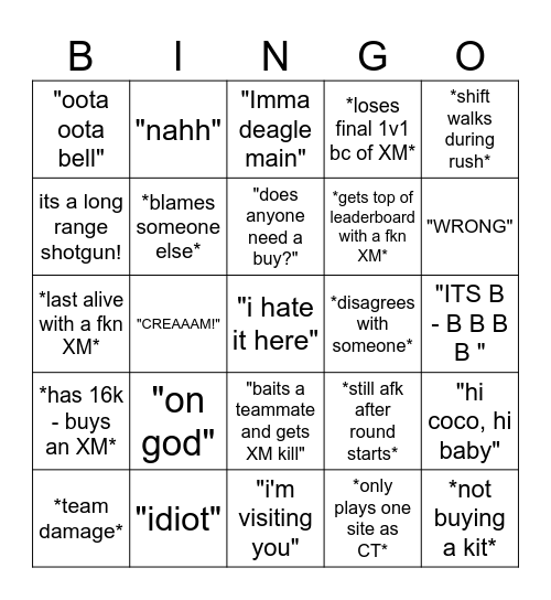 JAYDE BINGO Card