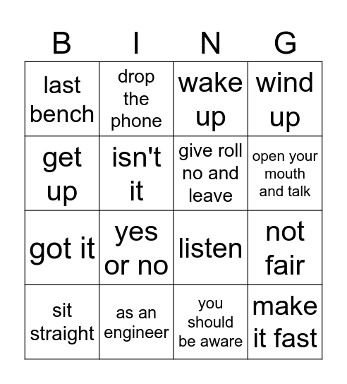 unethical bingo Card