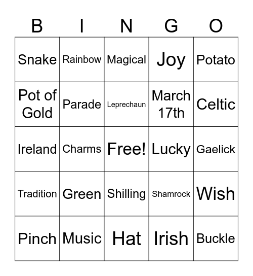 St.Patrick's Day! Bingo Card