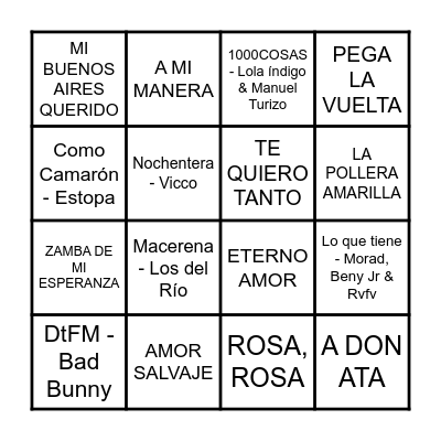 BINGO MUSICAL Bingo Card