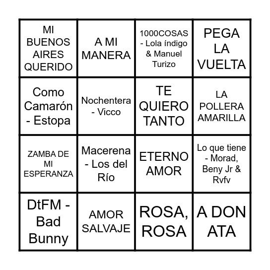 BINGO MUSICAL Bingo Card