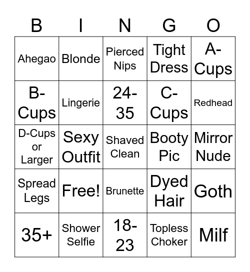 Nude Bingo Card