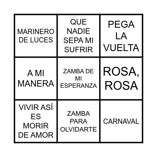 BINGO MUSICAL Bingo Card