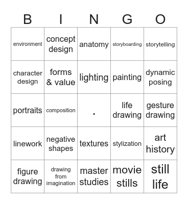 Art study Bingo Card