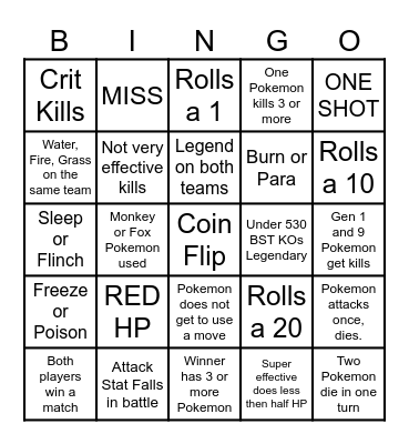 Luke Dice Bingo Card
