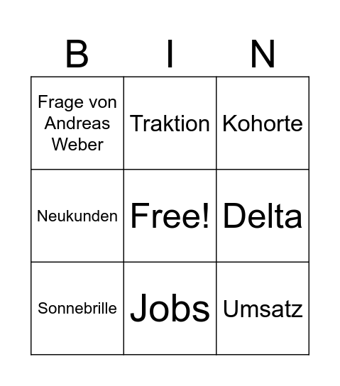 Weekly Bingo Card