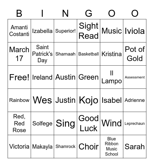 ASSESSMENT CELEBRATION! Bingo Card