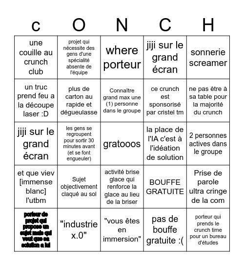 cronch au cronch chronmchbeur Bingo Card