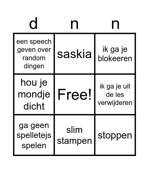 meneer danana bingo Card