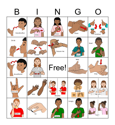 Common ASL with words Bingo Card