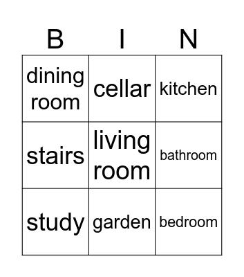 Rooms in a house Bingo Card