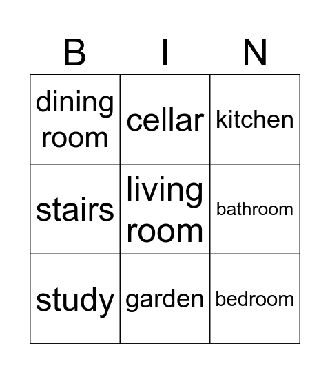 Rooms in a house Bingo Card