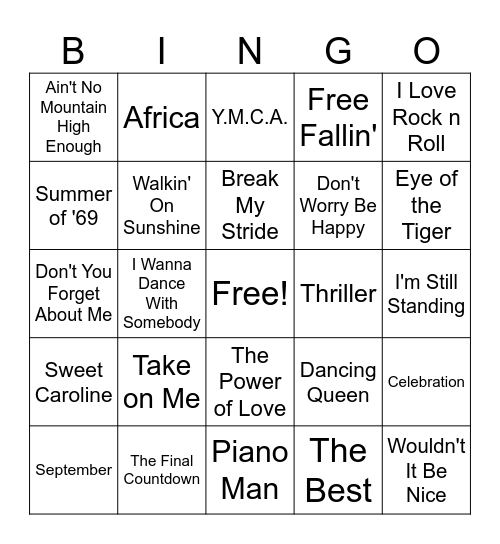 MUSIC BINGO Card