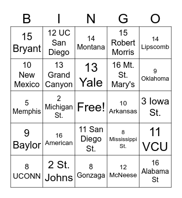 '25 March Madness Bingo Card