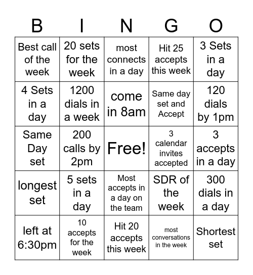 SDR Bingo Card