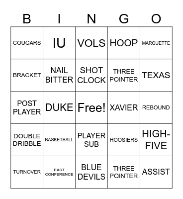 March Madness Bingo Card