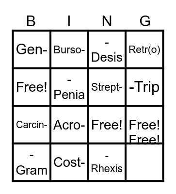 DEAN V Lesson 3 Bingo Card