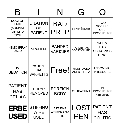 GI Nurses and Associates Week 2025 Bingo Card