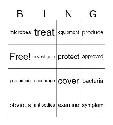 Contagion Vocabulary Bing Bingo Card