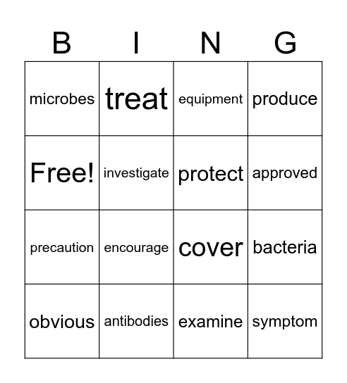 Contagion Vocabulary Bing Bingo Card