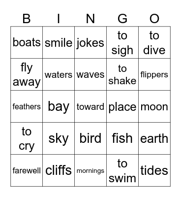 L'Oiseau et la Baleine Bingo Card