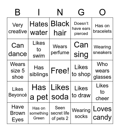 Get to know! Bingo Card