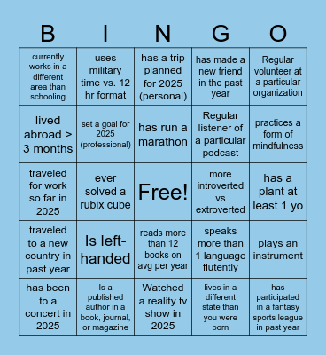 Lean in Bingo Card