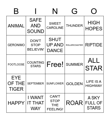 SINGO Bingo Card
