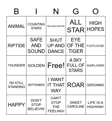 SINGO Bingo Card