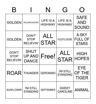 SINGO Bingo Card