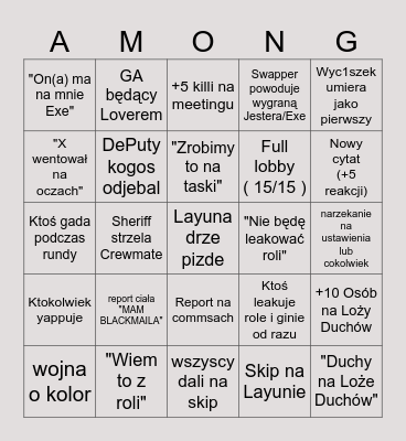 TOWN OF US Bingo Card