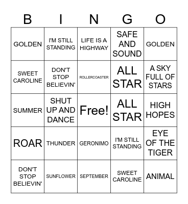 SINGO Bingo Card