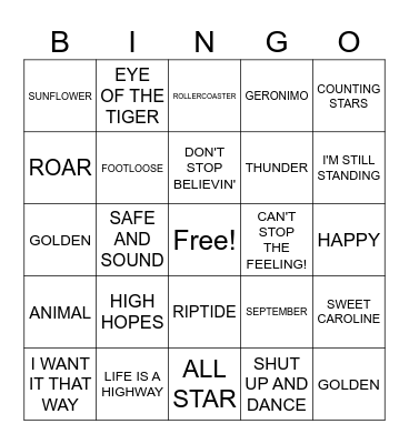 SINGO Bingo Card