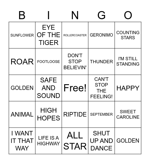 SINGO Bingo Card