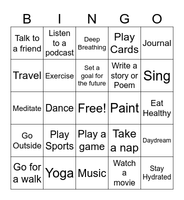Coping Skills Bingo (DMC) Bingo Card