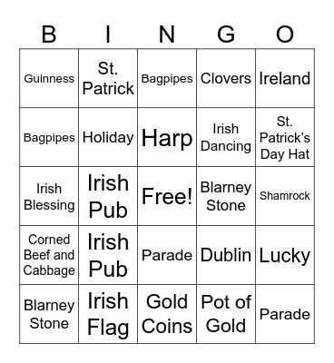 St.Patricks Day Bingo Card