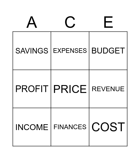 Financial Terms Bingo Card