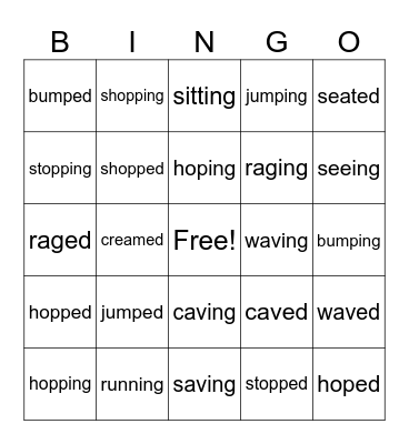 Inflections Bingo Card