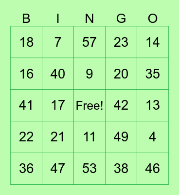 St. Patrick's Day Bingo Card