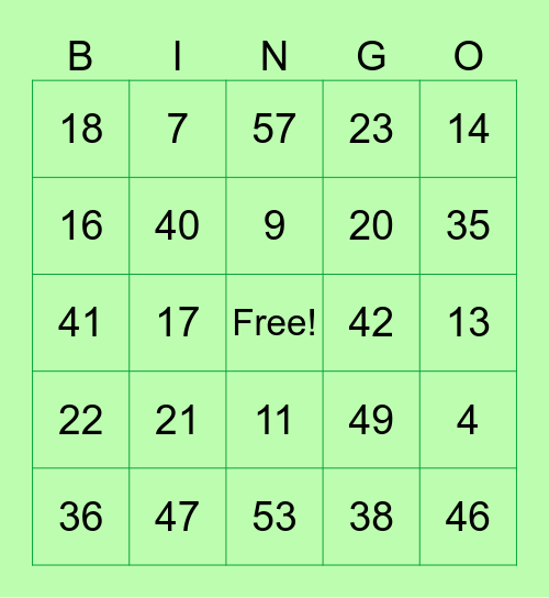 St. Patrick's Day Bingo Card