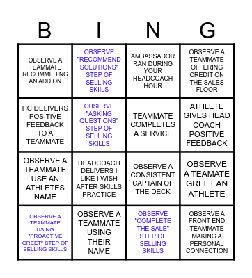 HEAD COACH BINGO Card
