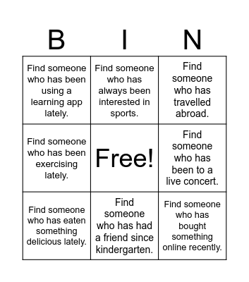 Bingo time! Bingo Card