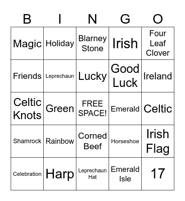 St. Patrick's Day Bingo! Bingo Card