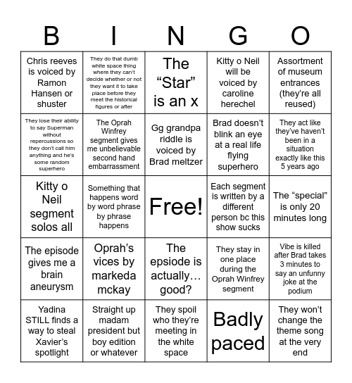 I am full of (regret from watching this episode) possibilities Bingo Card