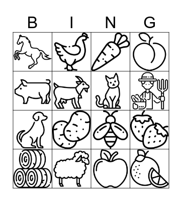 Farm Bingo Card