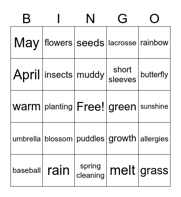 Spring BINGO Card