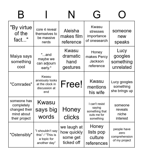 ily 208 <3 Bingo Card