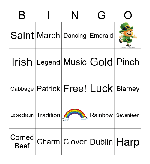 St. Patrick's Day Bingo Card