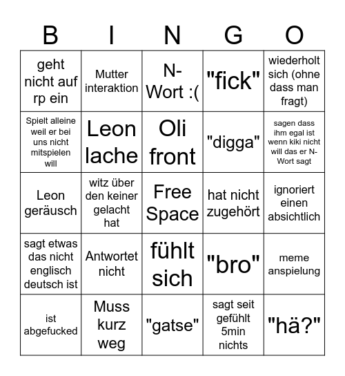 Leon Bingo 3.0 Bingo Card