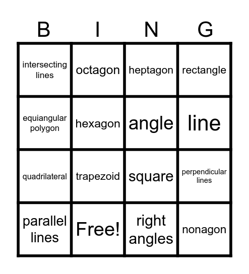 POLYGONS Bingo Card